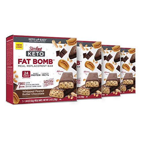 SlimFast Low Carb Meal Replacement Whey Protein Bar, Keto Friend...