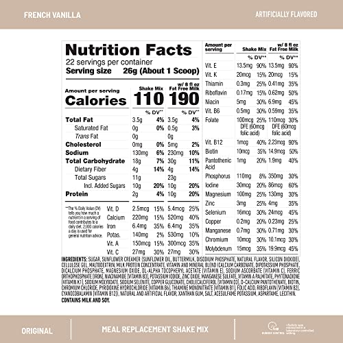 SlimFast Meal Replacement Powder, Original French Vanilla, Weigh...