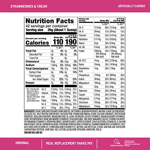 SlimFast Meal Replacement Powder, Original Strawberries & Cream,...