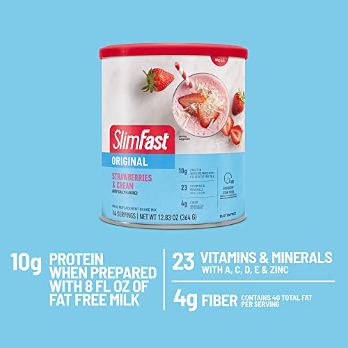 SlimFast Meal Replacement Powder, Original Strawberries & Cream,...