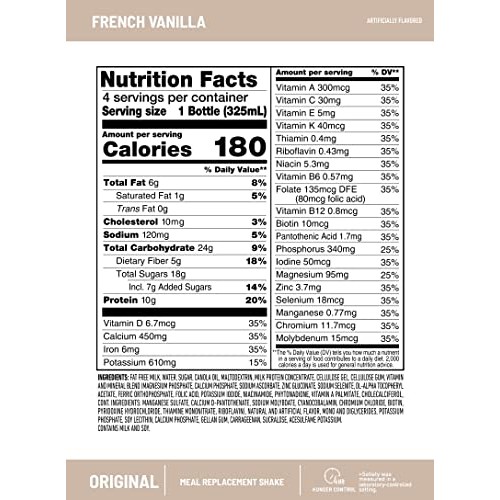 SlimFast Meal Replacement Shake, Original French Vanilla, 10g of...