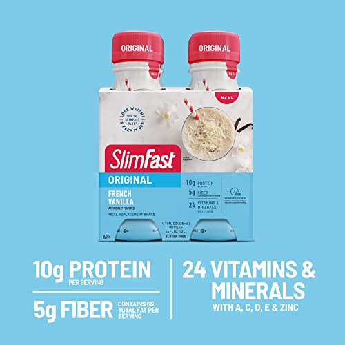 SlimFast Meal Replacement Shake, Original French Vanilla, 10g of...