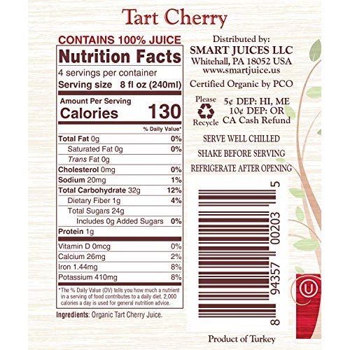Smart Juice Organic Tart Cherry Juice - 33.8 fl oz 1L - Pack ...