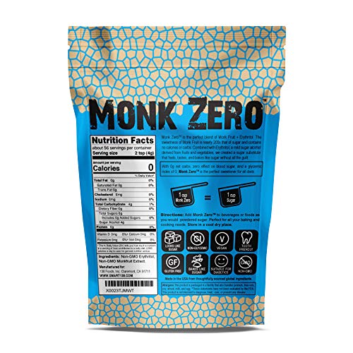 Monk Zero - Powdered Monk Fruit Sweetener, Non-Glycemic, Keto Ap