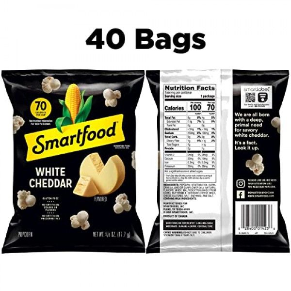 Smartfood White Cheddar Flavored Popcorn, 0.625 Ounce Pack Of 4