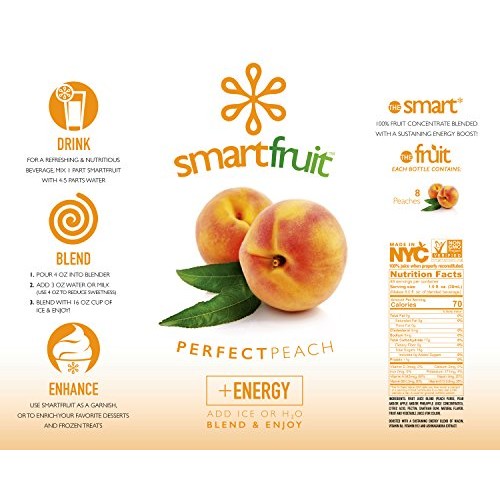 Smartfruit Perfect Peach + Energy, 100% Real Fruit Purée, Non-Gm