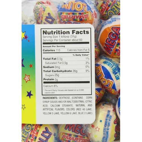Mega Smarties Lollies, Mega, 60 Count 4 Lbs 1 Oz.