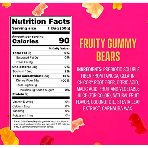 Smartsweets Low Sugar Gummy Bears Candy Fruity 1.8 Oz Bags Box