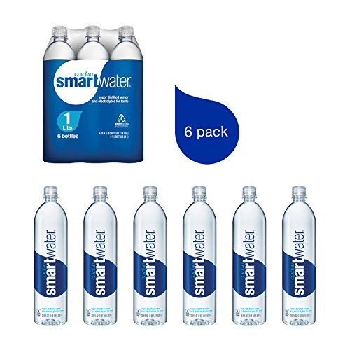 Smartwater Vapor Distilled Premium Water Bottles, 1 Liter, 6 Pack