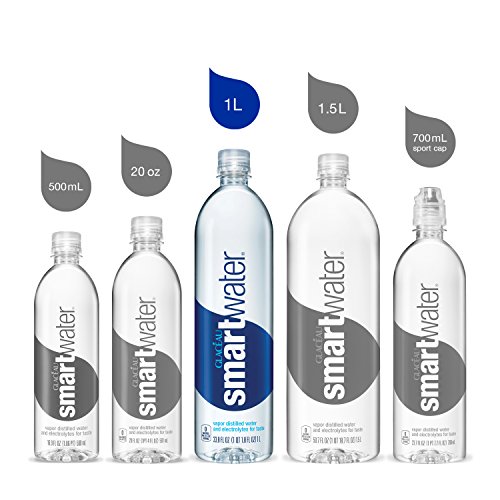 Smartwater Vapor Distilled Premium Water Bottles, 1 Liter, 6 Pack