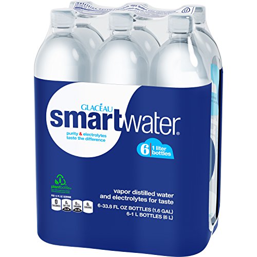 Smartwater Vapor Distilled Premium Water Bottles, 1 Liter, 6 Pack