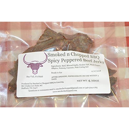 Halal Beef Jerky By Smoked N Chopped - Spicy Peppered Flavor 4 O