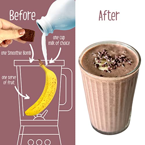 Smoothie Bombs Blender Mix Boosters, Raw Cacao, Chia Seeds, Over