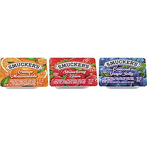 Smuckers Grape Jelly, Strawberry &Amp; Orange Marmalade, 200 Count
