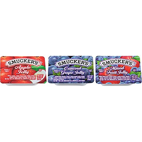 Smuckers Grape Jelly, Apple &Amp; Mixed Fruit, 1/2 Oz, 200 Count