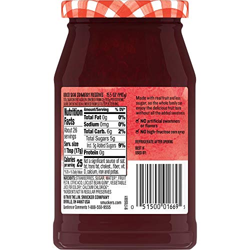 Smuckers Low Sugar Strawberry Preserves 15.5 Oz Smuckers Low Sugar Strawberry Preserves 15.5 Oz