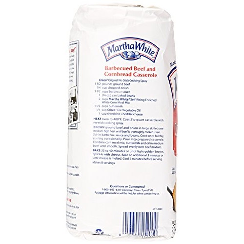 Smuckers Martha White Corn Meal Mix, Self-Rising, Enriched, Whit...