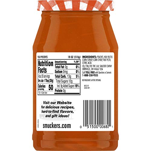Smuckers Peach Preserves, 18 Ounces