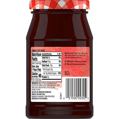 Smuckers Simply Fruit Strawberry Spreadable Fruit, 10 Ounces