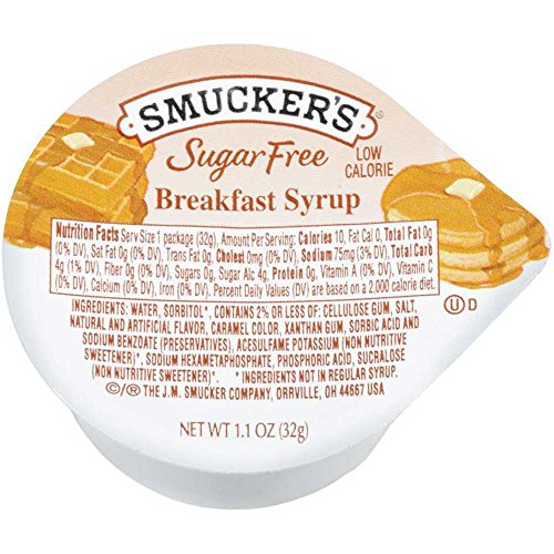 Smuckers Sugar Free Breakfast Syrup, 1.1 Ounce -- 100 Per Case.