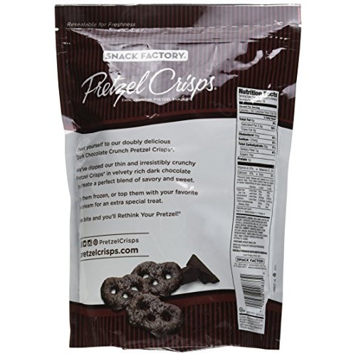 Snack Factory Pretzel Crisps Dark Chocolate Covered Pretzels, La