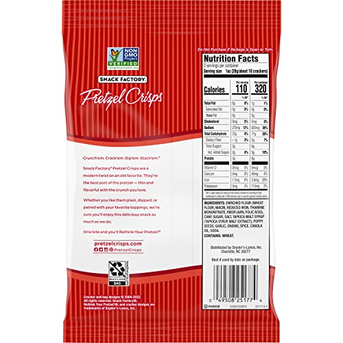 Snack Factory Pretzel Crisps, Everything, 3 Oz Pack Of 8