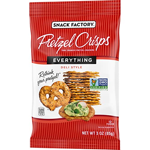 Snack Factory Pretzel Crisps, Everything, 3 Oz Pack Of 8