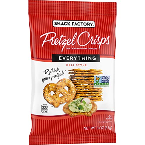 Snack Factory Pretzel Crisps, Everything, 3 Oz Pack Of 8