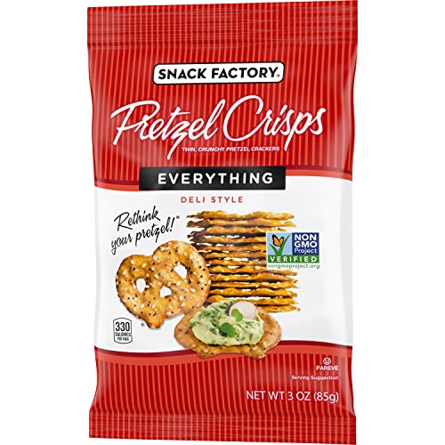 Snack Factory Pretzel Crisps, Everything, 3 Oz Pack Of 8