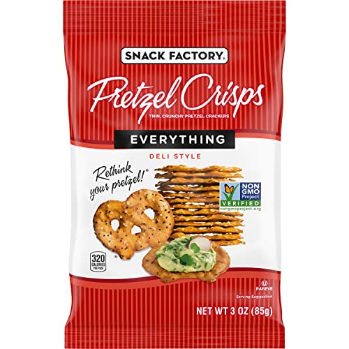 Snack Factory Pretzel Crisps, Everything, 3 Oz Pack Of 8