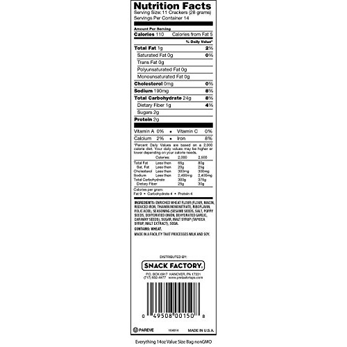 Snack Factory Pretzel Crisps Everything, Large Party Size, 14 Ounce