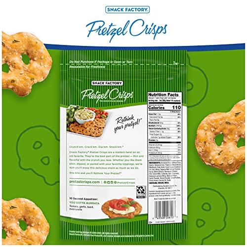 Snack Factory Pretzel Crisps, Garlic Parmesan, 7.2 Oz