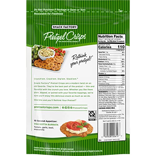 Snack Factory Pretzel Crisps, Garlic Parmesan, 7.2 Oz