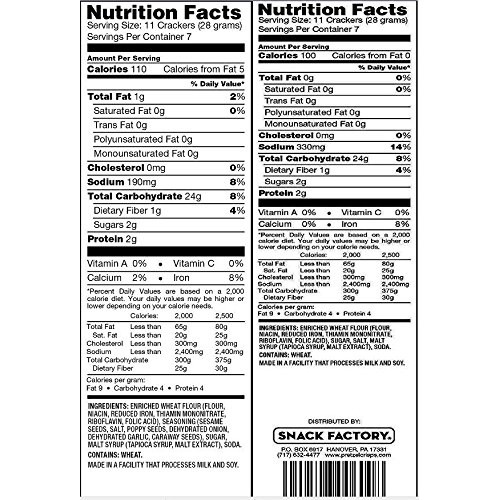 Snack Factory Pretzel Crisps Original And Everything Flavors, 7.