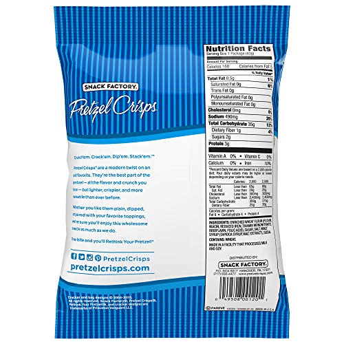 Snack Factory Pretzel Crisps Original Flavor, Snack Pack Individ