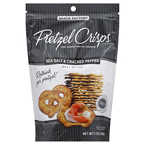 Snack Factory Pretzel Crisps, Sea Salt And Cracked Pepper, 7.2 O