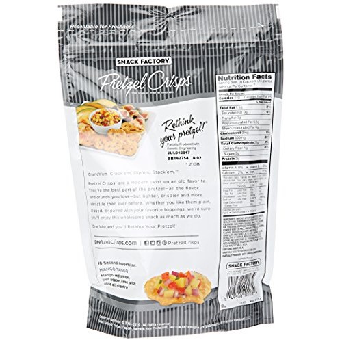 Snack Facts Sea Salt &Amp; Cracked Pepper Factory Pretzel Crisps, 1.