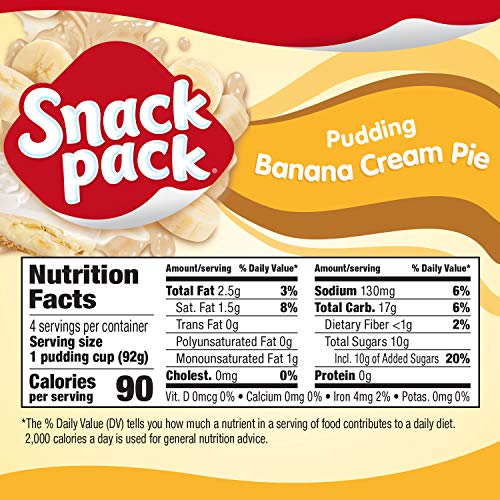 Snack Pack Banana Cream Pie Pudding Cups, 4 ct