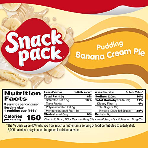 Snack Pack Banana Cream Pie Pudding Cups, 6 ct
