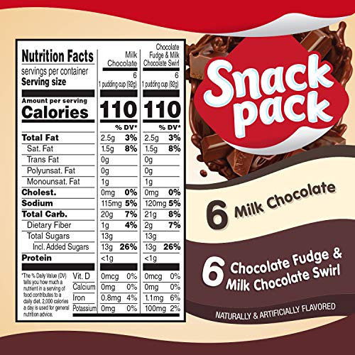 Snack Pack Pie Pudding Cups, Chocolate Fudge Swirl, 39 Oz 12 Ct