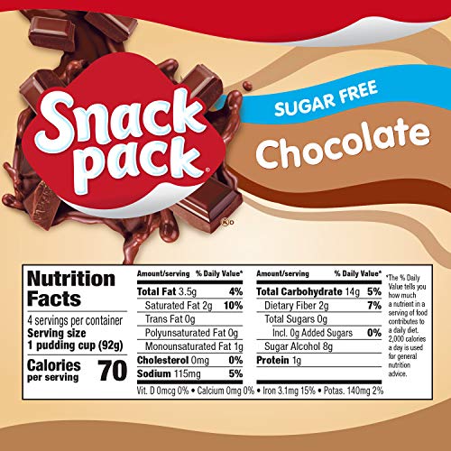 Snack Pack Pie Pudding Cups, Chocolate Sugar Free, 13 Ounce Pac...