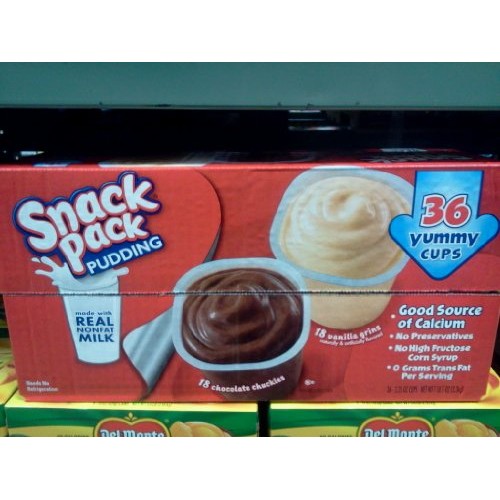 Snack Pack Pudding 36 Cups 18 Chocolate And 18 Vanilla Value Pack