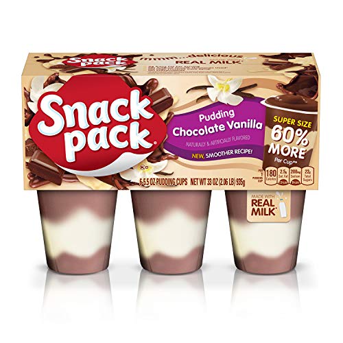 Super Snack Pack Chocolate Vanilla Pudding Cups, 6 Count Per Pac