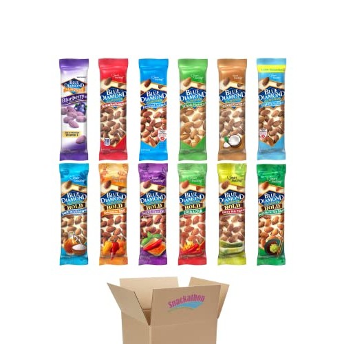 Blue Diamond Almonds, Bold + Classic, 1 Bag each Flavor, Pack of 12