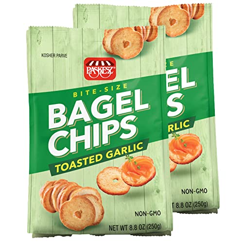Snacktery Toasted Garlic Bagel Chips - Baked Bagel Crisps for Ad...