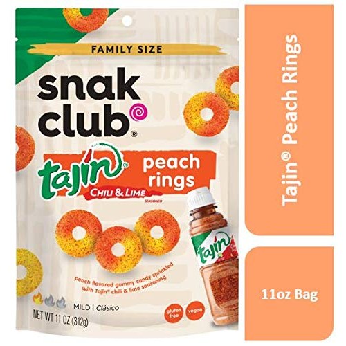 Snak Club Tajin Chili And Lime Seasoned Candy Peach Rings, 11 Ou Snak Club Tajin Chili And Lime Seasoned Candy Peach Rings, 11 Ou