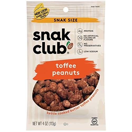 Snak Club All Natual Toffee Peanuts, Gluten Free, 4-Ounces, 12-Pack