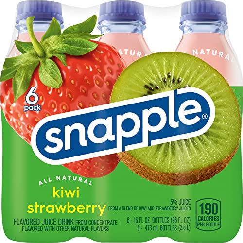 Snapple Kiwi Strawberry, 16 fl oz recycled plastic bottle, 6 pack