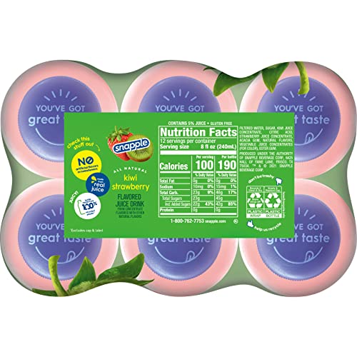 Snapple Kiwi Strawberry, 16 fl oz recycled plastic bottle, 6 pack