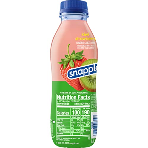 Snapple Kiwi Strawberry Juice Drink, 16 fl oz recycled plastic b...